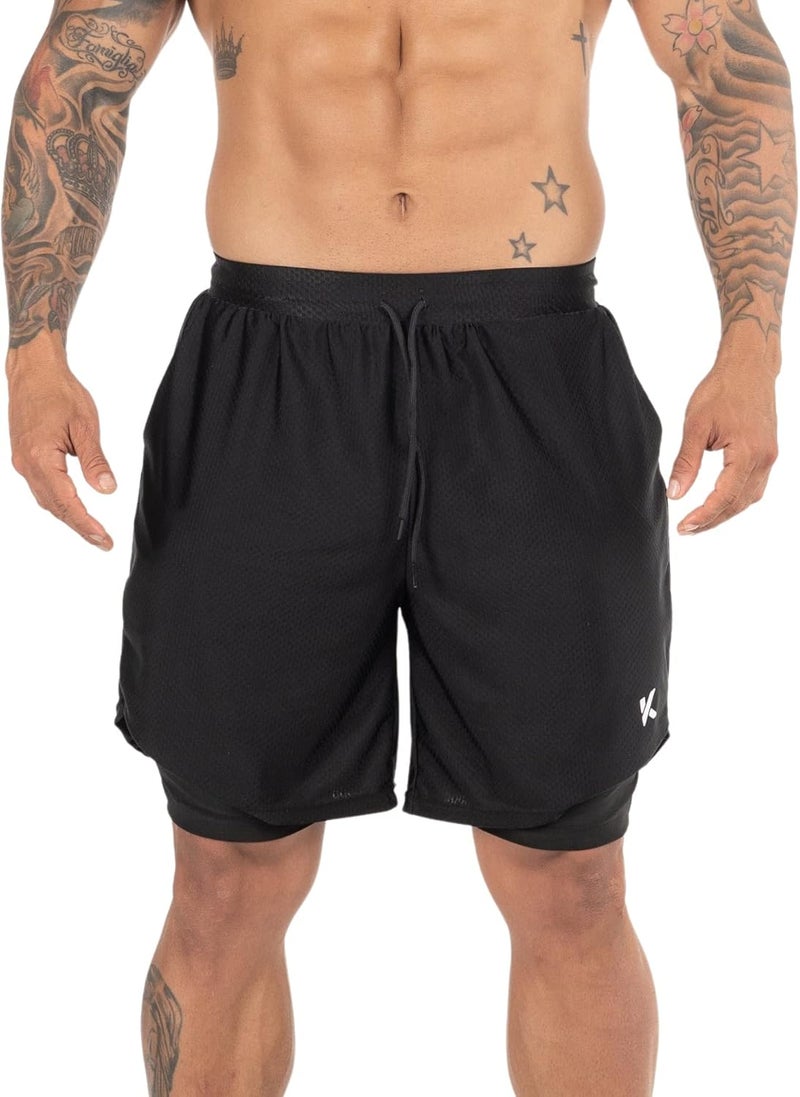 Kewlioo Men's Sauna Shorts - Heat Trapping 2-in-1 Double Layer - Sauna Suit Bottom - Compression Training Gym Athletic Shorts - Image 2